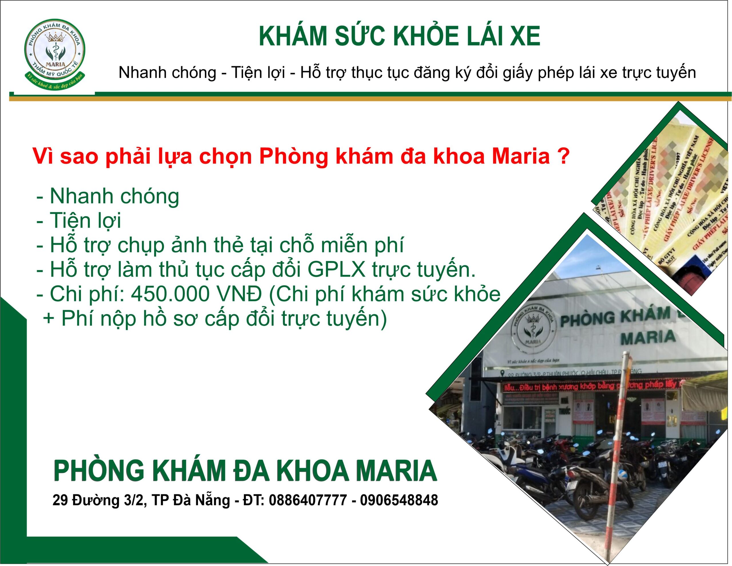 Khám sức khỏe lái xe tại Phòng khám đa khoa Maria